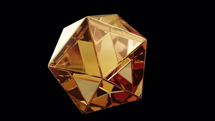 Aufkleber - A geometric gem surface created in abstract 3D. Polygonal crystals on a modern background. Diamond reflection crystals rotate in the background, with an alpha matte and a looped, seamless 3D animation