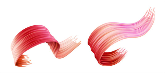 Poster - 3d ribbon brush stroke. abstract color wave paint. red, pink and orange brushstroke splash in dynami