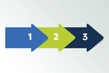 Wall Mural - three step arrow template for presentation. 3 steps options, elements, infographic.