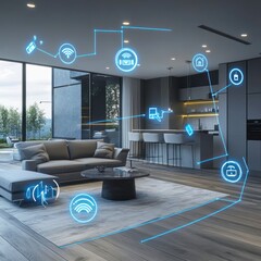 Wall Mural - Smart home systems with AI technology