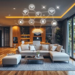 Wall Mural - Smart home systems with AI technology