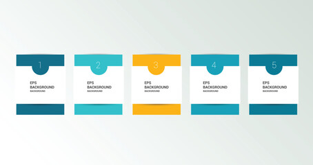 Fototapete - Five step arrow template for presentation. 4 steps options, elements, infographic.