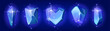© klyaksun - Magical collection of glowing ice crystals in various geometric shapes. Transparent gem elements with mystical blue luminescence. Cartoon vector fantasy resource assets for RPG game interface design. © klyaksun - Magical collection of glowing ice crystals in various geometric shapes. Transparent gem elements with mystical blue luminescence. Cartoon vector fantasy resource assets for RPG game interface design.