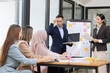 © SOMKID - Team of Asian business people and working together in office, Startup projects and business presentation at meeting room.