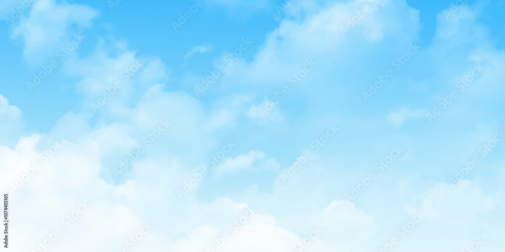 Blue sky nature landscape background with realistic fluffy clouds ...