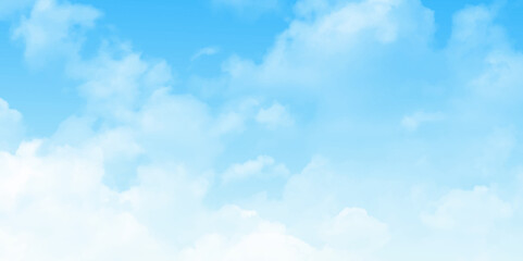 Aufkleber - Blue sky nature landscape background with realistic fluffy clouds. Abstract blue sky with clouds background, abstract watercolor background illustration. 