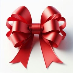 A large, vibrant red bow set against a white background.
