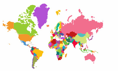  world map made of colorful splashes