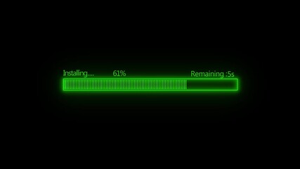 Installing 1-100% animation. installing bar concept 4k. Computer loading screen game install