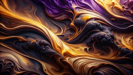 Poster - Abstract Surreal Composition Featuring Black, Brown, and Dark Purple Tones with Vibrant Color Blends, Creating a Dreamlike Atmosphere in Contemporary Art Style