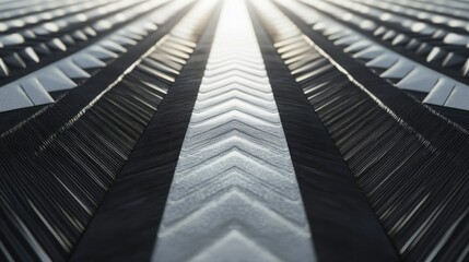 Poster - A close up of a black and white striped pattern with white arrows