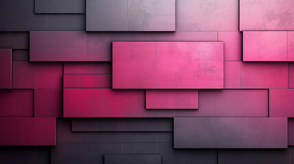 Poster - Layered geometric shapes in soft pastels create modern, vibrant wall design. interplay of pink and dark tones adds depth and visual interest to any space