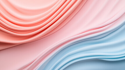 Leinwandbilder - Soft pastel fabric drapes in gentle waves of pink and blue, creating serene and calming atmosphere. smooth texture and flowing lines evoke sense of tranquility and elegance