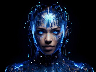 Futuristic Cyborg Woman Portrait