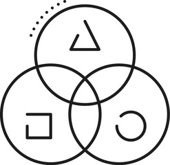 Aufkleber - Finance data analytics, venn diagram line icon. Company strategy performance infographics outline, business research report analytics or statistic presentation line vector symbol