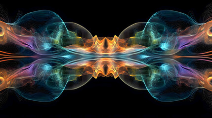 Poster - Abstract Colorful Waves Reflecting Vibrant Energy with Swirls and Light Patterns Against a Dark Background for Creative and Artistic Uses