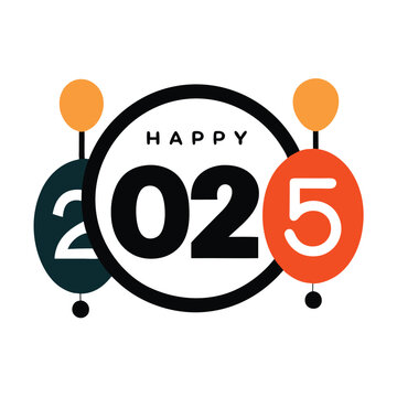 happy new year 2025 vector art illustration