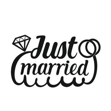 Just Married typography vector art illustration