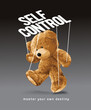 © tsuponk - self control slogan with bear doll puppet vector illustration