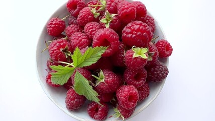 Wall Mural - Fresh organic ripe raspberry