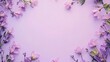 © hassan - Delicate purple flowers on monochromatic purple background with space for text – ideal for wedding invitations, international women’s day, or mother’s day themes