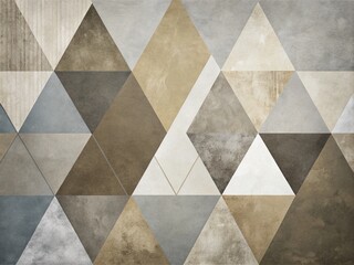 Poster - Conceptual Photography of Overlapping Triangles in Neutral Colors, Highlighting Geometric Shapes and Subtle Textures for Artistic Expression in Modern Interior Design