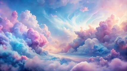 Poster - Dreamy Soft Watercolor Backgrounds Featuring Abstract Pastel Color Clouds for Serenity and Calmness in Design Projects and Creative Endeavors