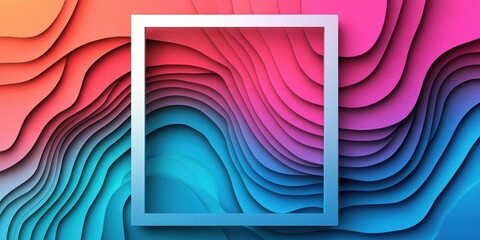 Wall Mural - Colorful layered paper cut frame in bright tones with blank center. Greeting cards, event invitations, creative designs, banner, copy space