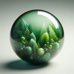 Poster - green glass ball on a white background