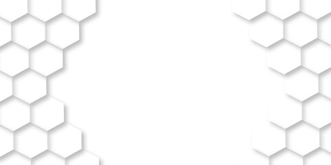 Poster - 3d hexagonal structure futuristic white background and embossed hexagon abstract with hexagon background. honeycomb hexagonal background. Hexagon shape, white, shiny gray. hexagon pattern shape.
