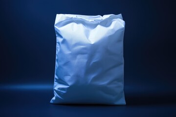 Poster - A white bag is sitting on a blue surface