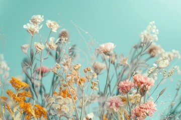 Poster - A collection of fresh flowers arranged in a decorative vase, perfect for home decor or gifting