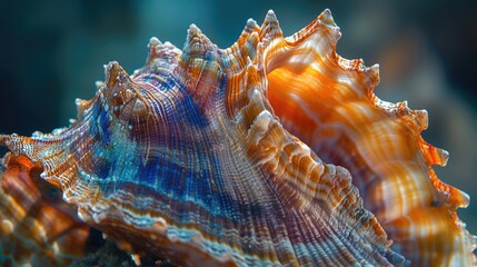 Poster - A close-up of a sea shell with a blurred background