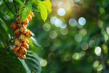 Aufkleber - Fresh fruit hanging from branches, perfect for food or decoration