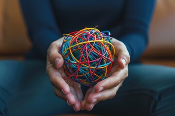 Poster - A person holding a ball of yarn in their hands