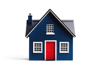 Aufkleber - A small blue house with a red door is pictured on this image