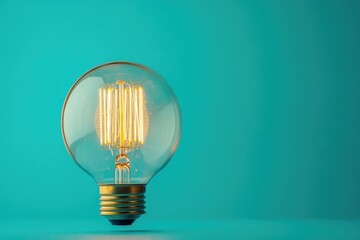 Poster - A single light bulb sits on top of a table