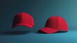 © Ева Поликарпова - Two red baseball caps on a blue background