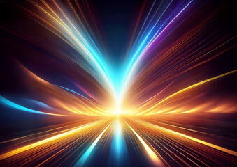 Aufkleber - abstract scene with colorful rays on a dark background, futuristic abstraction