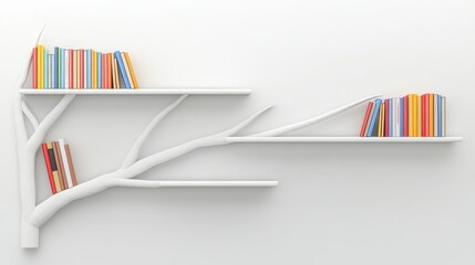 Fototapete - Enhance your space with stylish tree branch bookshelves