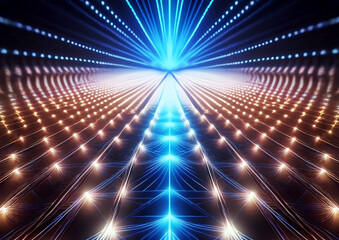 Aufkleber - abstract technology background with glowing lines and dots. 3d rendering