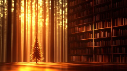 Poster - Light filters through trees to enrich the library's atmosphere
