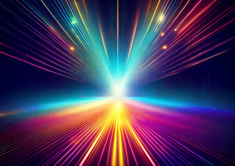 Aufkleber - abstract background with rays of light and lens flare, computer generated images
