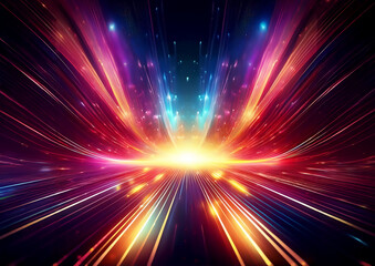 Aufkleber - abstract scene with colorful rays on a dark background, futuristic abstraction