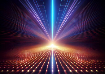 Aufkleber - Abstract technology background with glowing lines and space for text. 3d illustration.