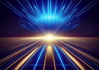 Aufkleber - abstract scene with rays and lights on a dark background. 3d rendering