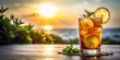 © Four888 - Refreshing Iced Tea Cocktail with Lemon Slice in a Textured Glass on a White Background, Perfect for Summer Drinks, Party Ideas, and Refreshing Beverage Inspiration