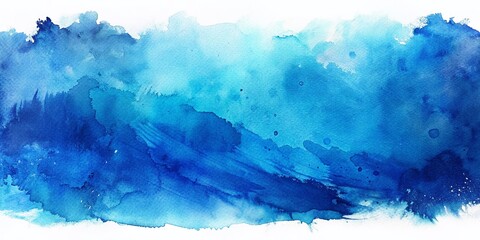 Poster - Serene Blue Watercolor Abstract Background with Soft Brush Strokes, Ideal for Artistic Projects, Web Design, Invitations, and Creative Branding, Featuring Ample Copy Space on the Right Side