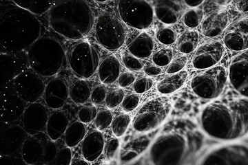 Poster - Abstract web-like structure, intricate patterns, dark background, ethereal design
