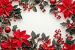 © Vii - A festive Christmas wreath made with poinsettia and holly leaves